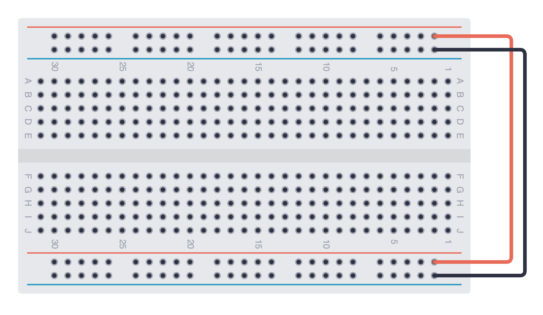 Breadboard rails linked