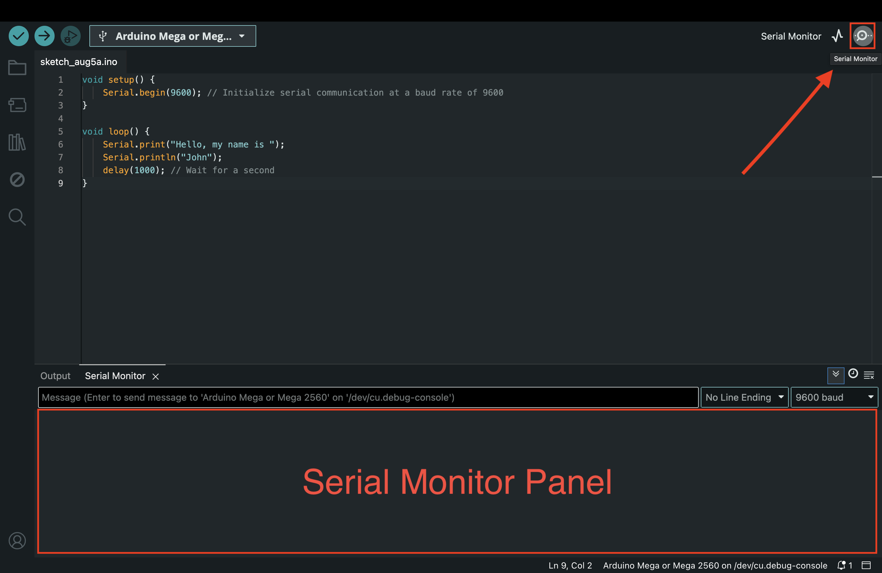 Serial monitor panel